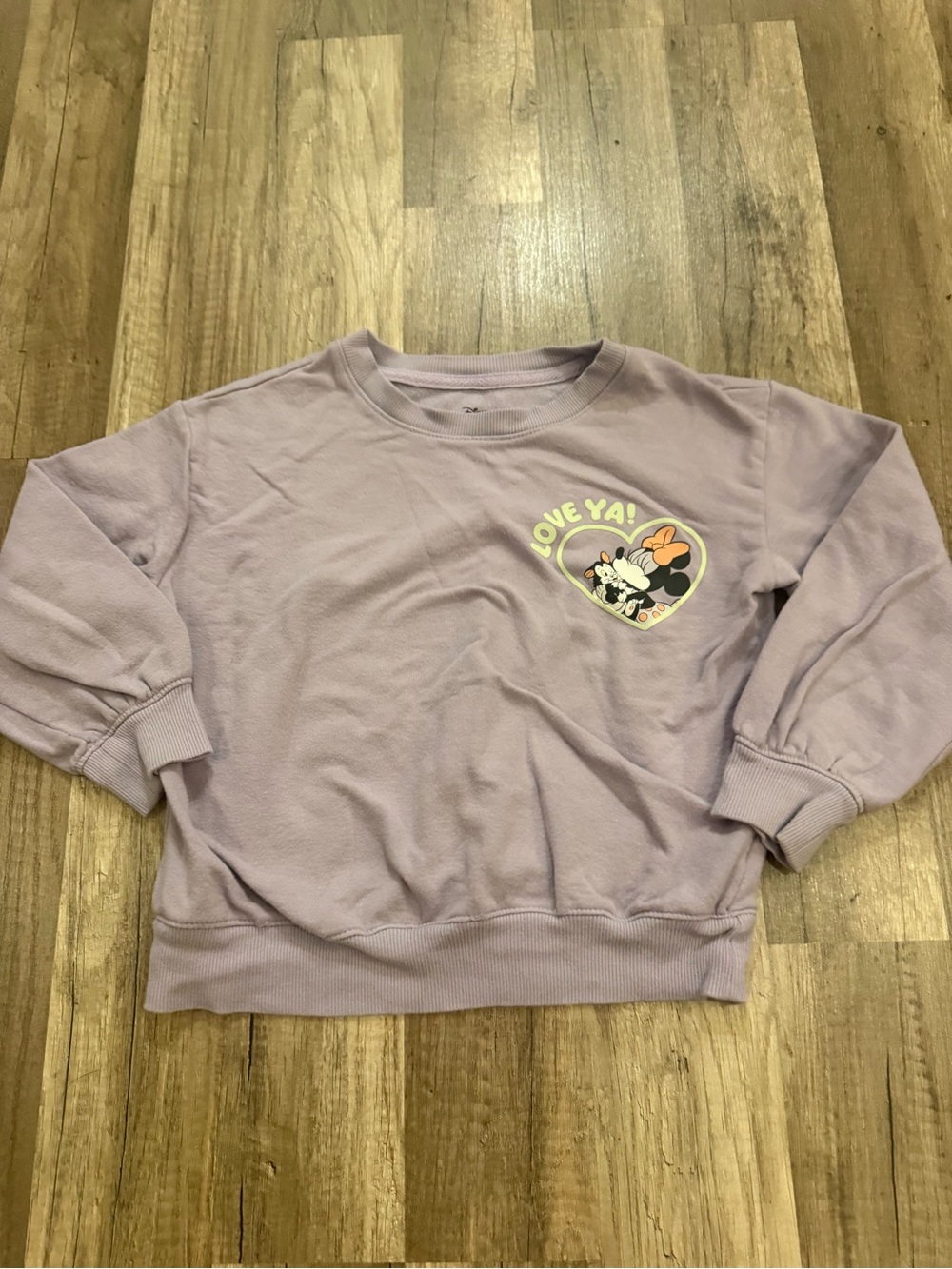 Disney Lavender Minnie Heart Graphic Crewneck Sweatshirt